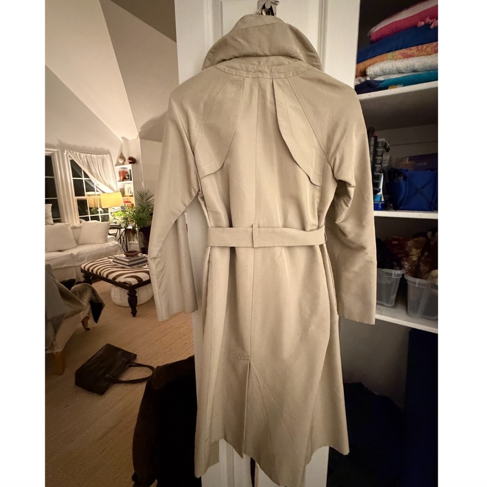 Charles Chang-Lima Beige Tan Silk Wool Trench Raincoat Sz 4 - Picture 2 of 11